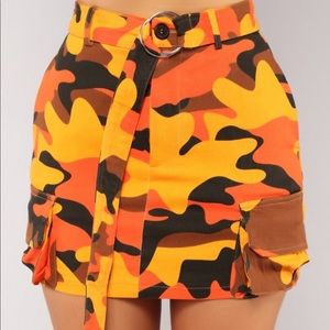 Cute Orange Camo Mini Rave Skirt iHeartRaves